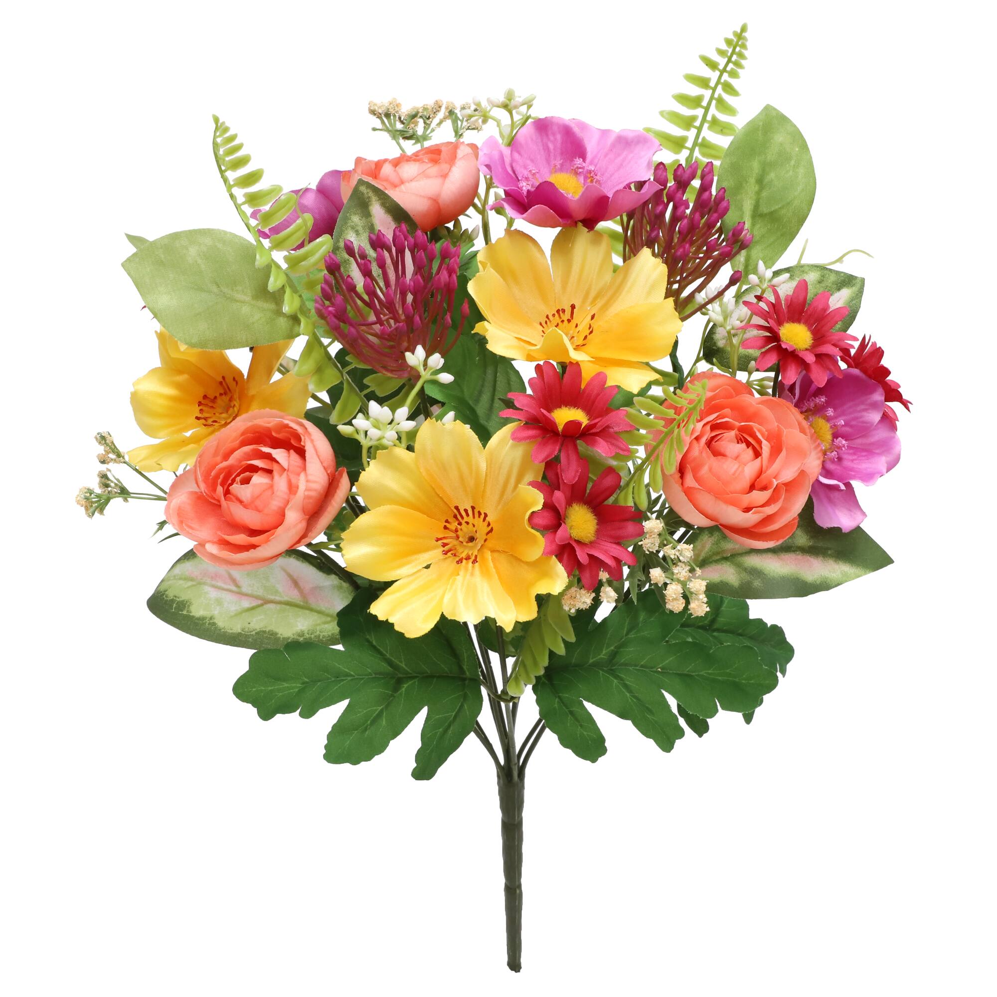 15" Magenta & Coral Cosmos & Anemone Mix Bush by Ashland®